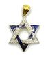 14K Gold & Diamond With Blue Enamel Star of David Necklace